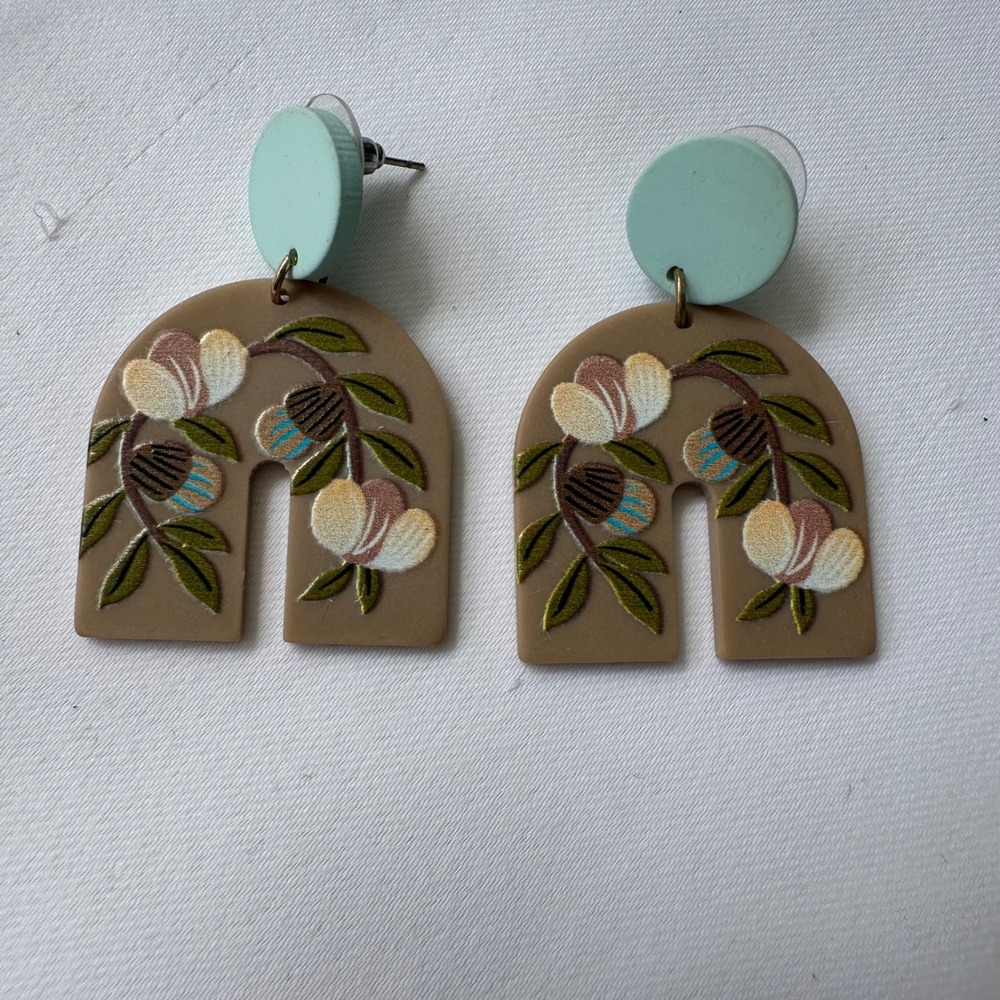 Floral Dangle Earrings Statement Fashion Earrings Cute Trendy - Picture 4 of 6